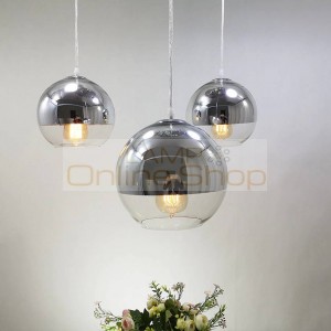 Nordic glass pendant lights 15 20 25 30cm glass hanging suspension luminaire dining restaurant home industrial indoor lighting
