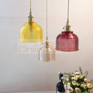 Nordic glass shade pendant light with switch 5 colors glass yellow copper lampholder creative hanglamp light fixture for dining