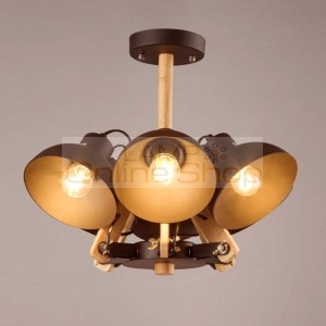 Nordic Korean loft wooden chandelier light wood dining room lamp retro industrial adjustable Chandelier