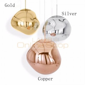 Nordic Lava Irregular Pendant Lights dia 20 30cm Silver Gold copper hanging lamp plating Mirror glass suspension for Restaurant