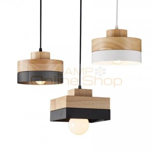 Nordic lighting modern pendant lamp for Restaurant aisle corridor lighting Wood iron lampshade creative ceiling hanging lights
