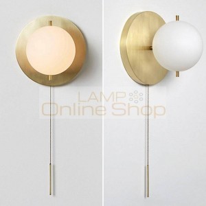 Nordic Living Room Hanging Lamp Glass Ball Simple Modern Walkway Pull Rope Bedroom Bedside LED Decorate Wall Light Fixture