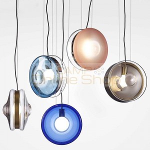 Nordic modern simple dining room Chandeliers bar foyer round glass droplight bedroom coffee shop creative LED stained glass lamp