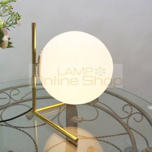 Nordic modern white glass table lamps for living room glass ball gold metal Bedroom Bedside table light industrial desk lamp