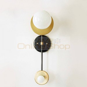Nordic New Classical Simple Wall lamps Foyer Bedroom corridor Real brass wall lights black gold 2 heads LED E27 Lighting Fixture