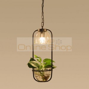 Nordic plant pendant lamp chandelier 1-3 heads iron glass bottle LED Gardens deco Hanging light fixture for restaurant bar cafe