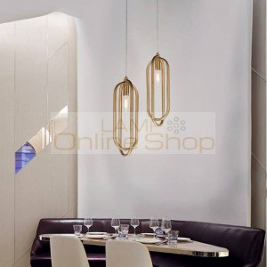 Nordic Post Modern Annular LED Living Room Pendant Light Golden Restaurant Hanging Lamp Bedroom Pendant Lighting Fixtures