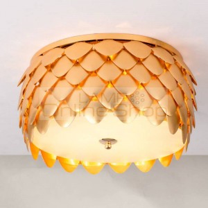 Nordic Post modern Atmospheric Living room Ceiling lights Restaurant pinecone model Ceiling mounted lamps Gold aluminum body