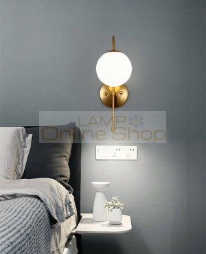 Nordic Post Modern Golden LED Wall Lamp for Bedroom Living Room Simple Glass Ball Lights Bedside Study Cafe Wall Sconce