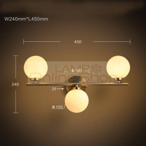 Nordic Postmodern Simple Iron Art Wall Lamp Living Room Glass Lampshade Bedroom Mirror Front Lamp Dresser Wall Light Fixtures