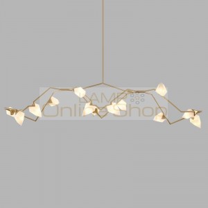 Nordic Roll Hill 8/12 Heads LED gold chandeliers luminaire light lamp white frosted glass shade gold suspended hanging light