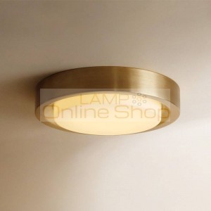 Nordic round all copper ceiling lights gold luxury foyer bedroom dining room American ceiling lamps LED ceiling mounted lamp