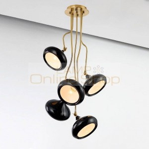 Nordic single 5 head combo creative pendant lights gold with balck lampshade dining room living room lamp LED iron art droplight