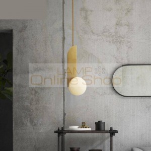 Nordic Small glass ball pendant lamp Bedside Bedside led light Concise modern Living Room Personality Copper Hanging Lights