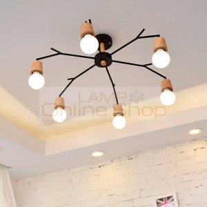 Nordic study hanging Lights personality solid wood Light modern bedroom Ceiling Lamp restaurant Led living room lamps