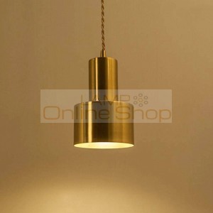 Nordic Vintage iron pendant light Plated copper lampshade creative restaurant cafe suspension lamp bedroom aisle hanging lamp