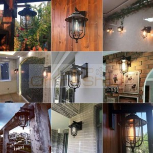 Nordic Vintage Loft Iron Sconce Wall Lights Bar Outdoor Waterproof Wall Lamp Cafe Restaurant Balcony Corridor Aisle Led Light