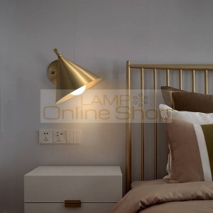 Northern Europe Copper Bedroom Bedside LED Wall Lamp Modern Minimalism Living Room Aisle Deco Wall Lights Fixture
