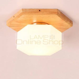Northern Europe Countryside Modern Simple Solid Wood Diamond LED Ceiling Lamp Living Room Bedroom Aisle Decor Wall Lamp Fixture