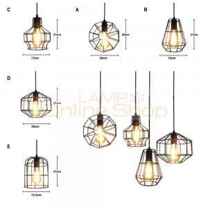 One combo 3PCS Industrial iron body led pendant Light with 6W warm white led bulb for pub room Restaurant Bar Study