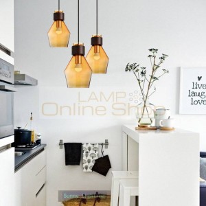 Orange 1 pcs glass pendant lamp gray Blue amber glass lampshade E27 LED pendant lights bar cafe salon indoor lighting fixture