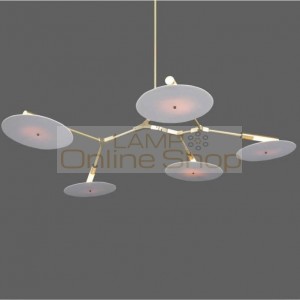 Post Modern 5/9 heads gold disk Chandelier light luminaire 110v 220v LED gold suspended lamp for project home living room shop