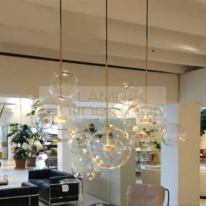 Post Modern Bolle Clear Glass Ball LED Pendant Light bar Nordic Metal Glass Pendant Lighting for living room