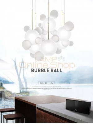 Post modern creative pendant lights foyer frosted milky white glass ball bubble droplight hotel restaurant light 