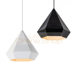 Post Modern D37cm H40cm Gold/Copper/Chrome Diamond Pendant Light Lamp Luminaire White/Black Irregular Iron Hanging Suspend Light