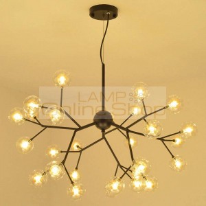 Post modern Dia.65cm LED Chandelier Light Firefly Tree branch glass shade Nordic Art creative G4 led bulb hanging lamp