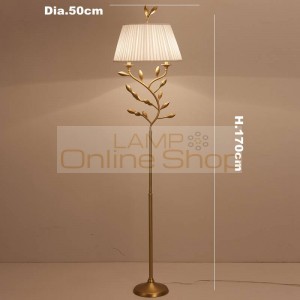 Post modern floor lamps living room decoration copper lamp body cloth lampshade bedroom bedsiade table lamp LED reading lamp