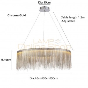 Post Modern LED pendant light metal chrome gold chain plating Dia.60cm /80cm creative design home decoration handmade droplight