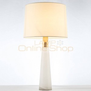 Post modern marble table lamps modern gold luxury copper body cloth art lampshade for foyer bedroom hotel LED e27 reading light
