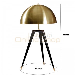 Post Modern Mushroom tripod base desk lamp brass lampshade tablelamp metal body Creative reading table lamp E27 bulb