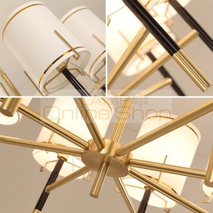 Post modern Real brass Pendant Lights glass lampshade E14 led bulb Kung Living Dinning Room home decoration 6/8 heads droplight