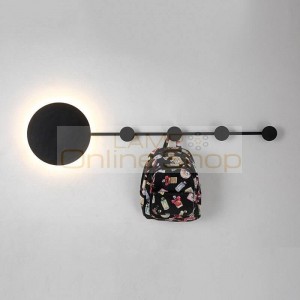 Post Morden Simple Wall lamps LED Indoor Creative round plate Black white Wall light With Metal Hanger design wall mounted lamp