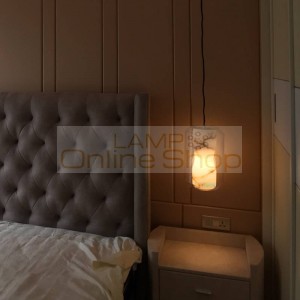 Postmodern Bedroom Bedside Hanging Pendant Lights Nordic Lamps Hotel Bedside Cabinet Led Marble Lamp Warm De Fixtures Hanglamp