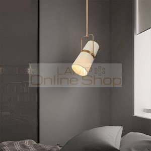 Postmodern Light Luxury Bedroom Bedside Lamp Fabric Minimalism Brass Art Hanglamp Balcony Decorative Led Pendant Lamps