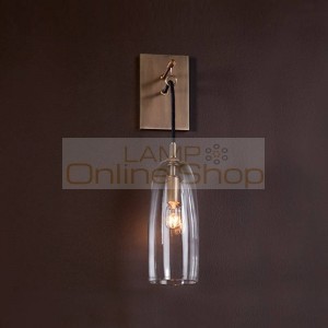 Postmodern Simple Copper Bedroom Bedside LED Glass Wall Lamp Northern Europe Living Room Aisle Stairs Deco Wall Light Fixtures