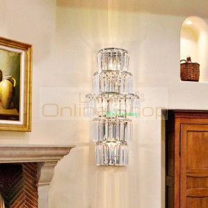 Project E14 led Rectangular Vertical wall light fixture Luminaire French Tall Crystal wall lamp sconce for Restaurant hotel Hall