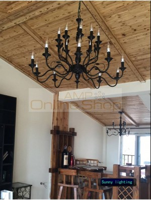 Resraurant Bar Wrought Iron Chandeliers 12-20 pcs dining room Chandeliers hanging lamps Lustres E Pendentes industrial lighting