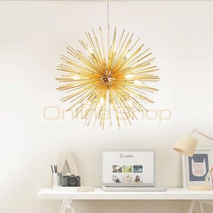 Restaurant Global ball led pendant lamp for Art studio Bar Golden Tube Pendant Lights bedroom Dandelion Led hanging Lighting
