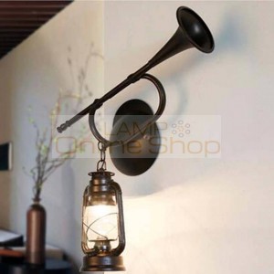  Speaker shape creative wall lamp,iron glass lampshade vintage kerosene horse lamp lighting wall lamp for restaurant decol
