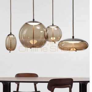 Scandinavian glass Pendant Lights nordic stained glass lampshade creative hanglamp for Restaurant Bar Kitchen living room deco