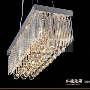 Silver Restaurant crystal pendant light lustres de cristal rectangle pendant crystal lamp dining room silver abajur