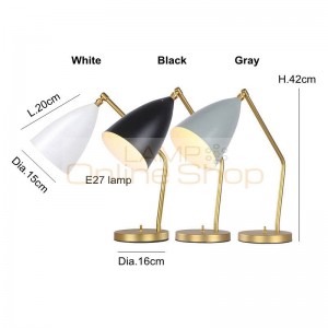 Simple contemporary desk lamp Nordic creative table light black white gray lampshade E27 lamp 3W sitting room bedroom office