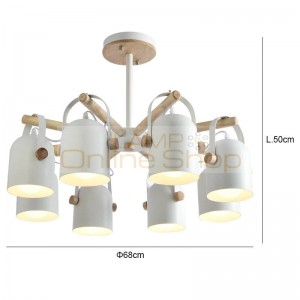 Simple Nordic chandelier Light Home Lighting 3 head 8 head Hanging Lamp Wooden iron Lampshade E27 bulb Bedroom livingroom light