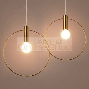 Simple Post Modernity Iron Hanging Lamp for Restaurant Bar Cafe Northern Europe Annular Hall Chandelier Lighting Fixtures
