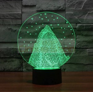Snow mountain shape 3D night light,colorful 3D acrylic led usb table Lamp holiday deco mood light for Children's Christmas gift