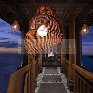 Southeast Asian Rattan art Droplight handmade knitted Conch Snail Pendant Lights Restaurant Hotel Coffee Hanging lamp fixture